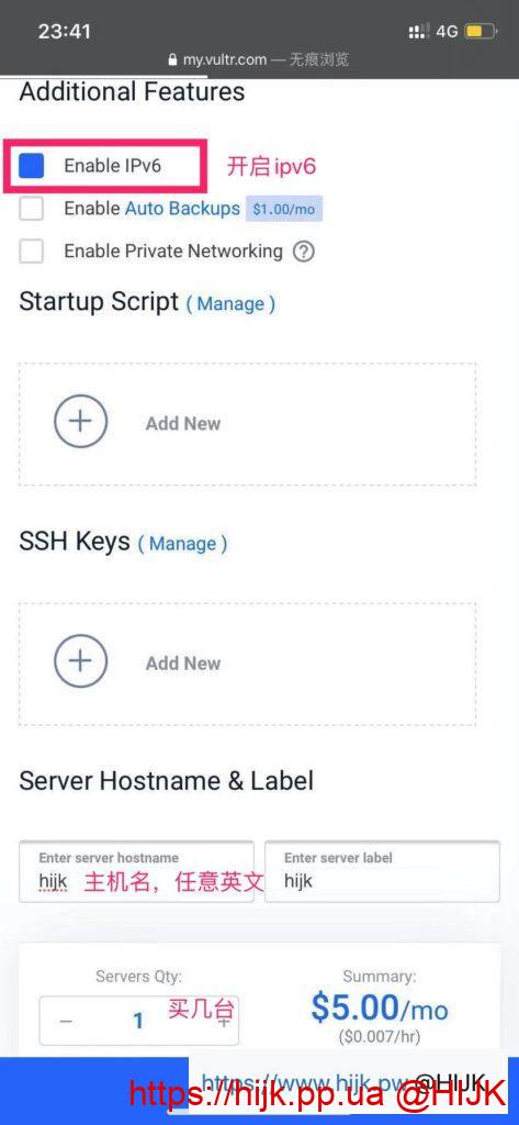 vultr手机版确认配置