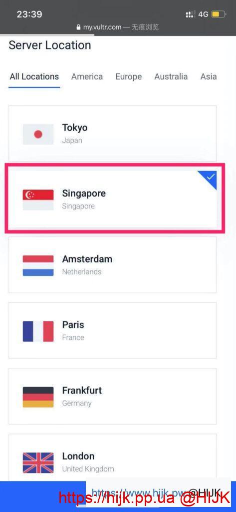 vultr手机版选择机房位置