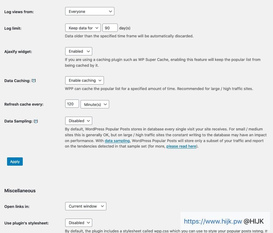 WordPress Popular Posts设置